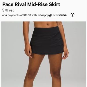 Lululemon Pace Rival Skirt